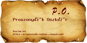 Proszonyák Oszkár névjegykártya